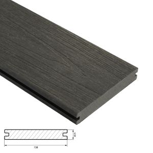 Fiberdeck Premium Vlonderplank 22,5x138 mm - Lengte 300 cm - Dark Grey (massief)