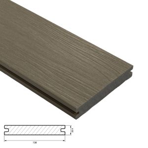 Fiberdeck Premium Vlonderplank 22,5x138 mm - Lengte 300 cm - Light Grey (massief)