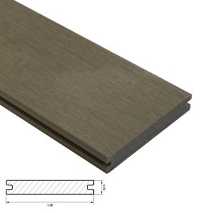 Terrasplanken WPC Fiberdeck Premium Vlonderplank 22,5x138 mm - Lengte 300 cm - Light Grey (massief)
