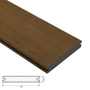Terrasplank WPC Composiet - Fiberdeck Premium Vlonderplank 22,5x138 mm - Lengte 400 cm - Teak (massief)